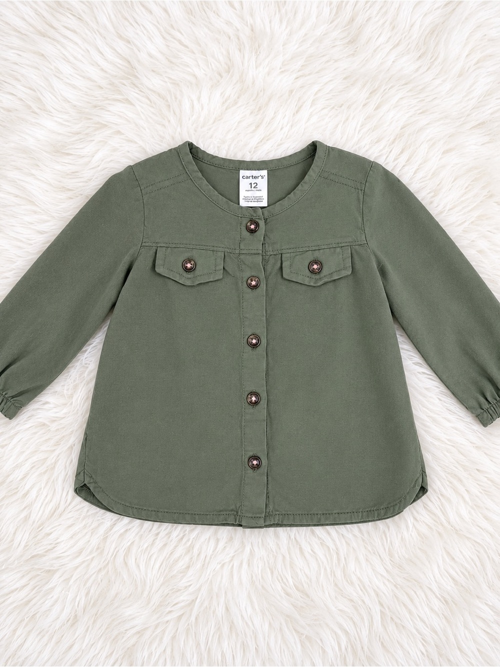 Carter's Olive Green Button-Front Toddler Top